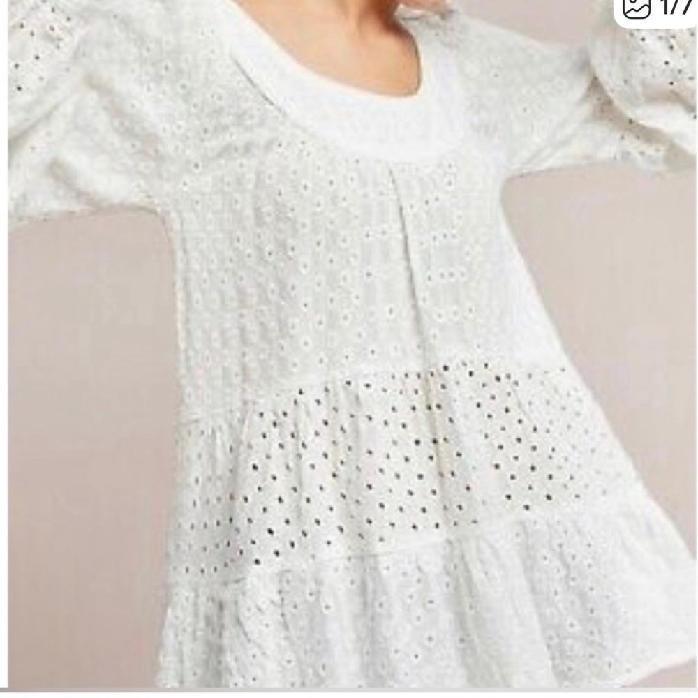 Anthropologie White Eyelet Blouse small